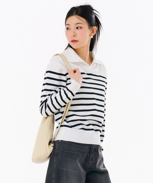 CHASECULT（チェイスカルト）の「レディースストライプカラーセーター-FARG5263B0A（ニット/セーター・レディース・アイボリー・90/85）」の3枚目の写真