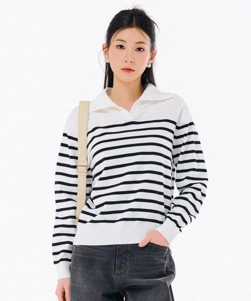 CHASECULT（チェイスカルト）の「レディースストライプカラーセーター-FARG5263B0A（ニット/セーター・レディース・アイボリー・90/85）」の4枚目の写真