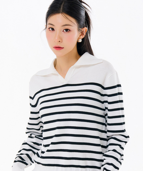 CHASECULT（チェイスカルト）の「レディースストライプカラーセーター-FARG5263B0A（ニット/セーター・レディース・アイボリー・90/85）」の5枚目の写真