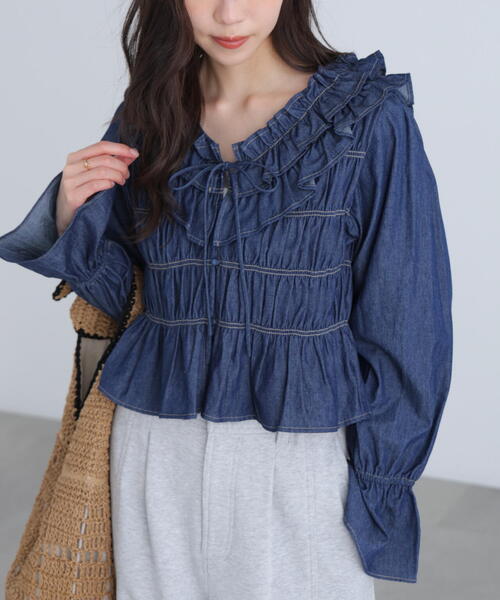 FREE'S MART（フリーズマート）の「◆アソート前後２ＷＡＹフリルブラウス（シャツ/ブラウス・レディース・ベージュ/ホワイト系その他/ワンウォッシュ/ブラック系その他・FREE）」の4枚目の写真