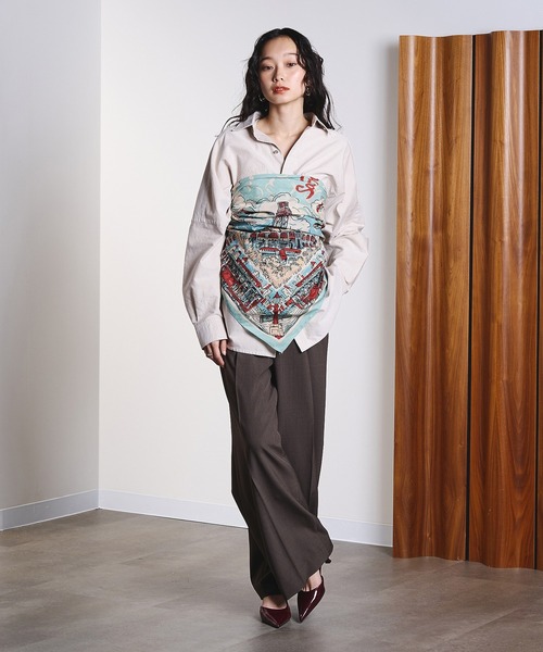 BINDU(ビンドゥー)の「(BINDU)Cotton Voile SF Scarf(バンダナ/スカーフ・レディース・ライトブルー/イエロー・ONE SIZE)」の4枚目の写真