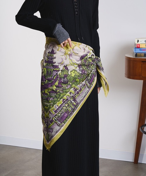 BINDU(ビンドゥー)の「(BINDU)Cotton Voile SF Scarf(バンダナ/スカーフ・レディース・ライトブルー/イエロー・ONE SIZE)」の12枚目の写真