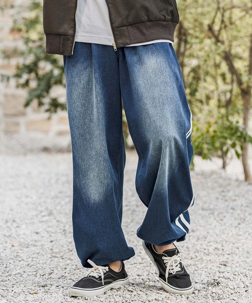 CAMBIO(カンビオ)の「mp14629- Sweat Cut Denim Line Pants デニムパンツ(AI-261-011)(デニムパンツ・メンズ・ブルー/ブラック・M/L)」の8枚目の写真