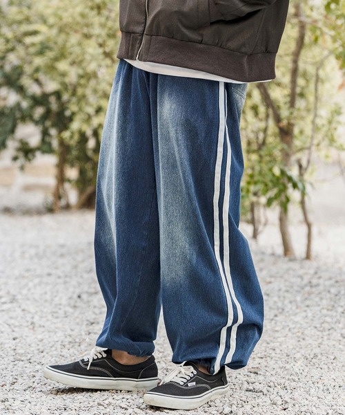 CAMBIO(カンビオ)の「mp14629- Sweat Cut Denim Line Pants デニムパンツ(AI-261-011)(デニムパンツ・メンズ・ブルー/ブラック・M/L)」の9枚目の写真