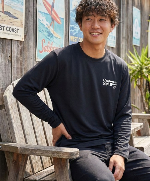HANGTEN(ハンテン)の「【HANGTEN/ハンテン】バックPT長袖Tシャツ ロンT バックプリント サーフ カジュアル ストリート アメカジ(Tシャツ/カットソー・メンズ・ホワイト/ブラック/ベージュ/ネイビー・MEDIUM/LARGE/X-LARGE)」の3枚目の写真