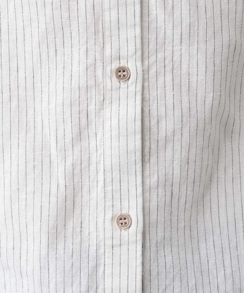 GLOBAL WORK（グローバルワーク）の「フレンチリネンシャツ長袖/601244（シャツ/ブラウス・レディース・ホワイト系その他/ブラウン/ピンク系5/オフホワイト/サックスブルー/ピンク/ネイビー/サックスブルー系3/ミント/イエロー・LONG/REGULAR）」の17枚目の写真