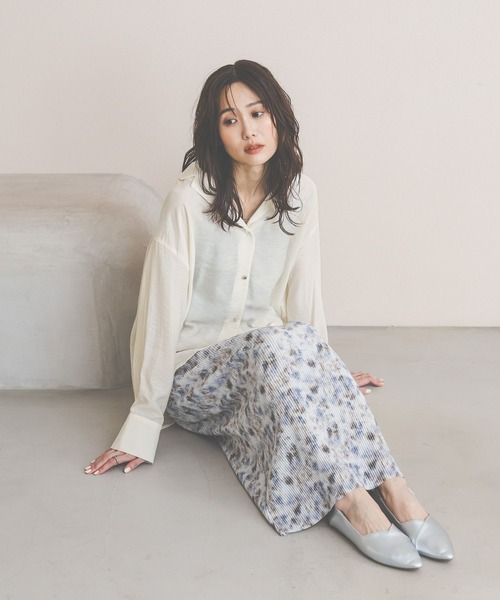 GLOBAL WORK(グローバルワーク)の「フレンチリネンシャツ長袖/601244(シャツ/ブラウス・レディース・ホワイト系その他/ブラウン/ピンク系5/オフホワイト/サックスブルー/ピンク/ネイビー/サックスブルー系3/ミント/イエロー・LONG/REGULAR)」の12枚目の写真