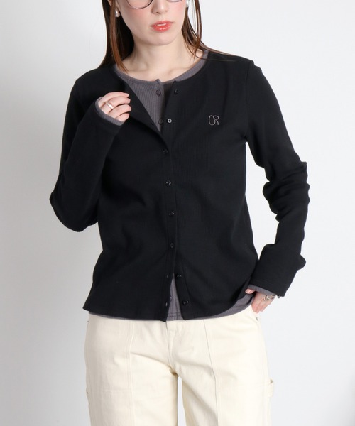 cepo(セポ)の「配色レイヤードカーディガン(Tシャツ/カットソー・レディース・グレー/オフホワイト/ブラック・M)」の1枚目の写真