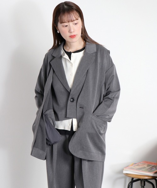 cepo(セポ)の「配色レイヤードカーディガン(Tシャツ/カットソー・レディース・グレー/オフホワイト/ブラック・M)」の16枚目の写真