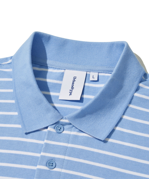 URBANDTYPE(アーバンディタイプ)の「パリスストライプロングスリーブポロTシャツ_ライトブルー(ポロシャツ・レディース・その他・SMALL/MEDIUM/LARGE/X-LARGE)」の3枚目の写真