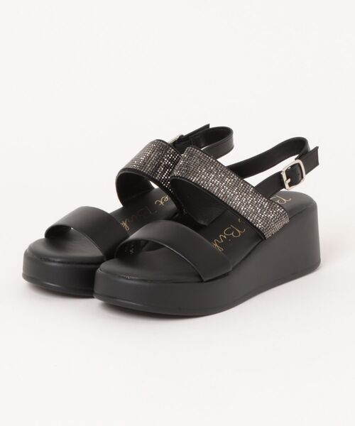 Bridget Birkin(ブリジットバーキン)の「【Bridget Birkin】キラキラバンドウェッジサンダル(562506)(サンダル・レディース・アイボリー/ブラック・38/37/36/39)」の3枚目の写真