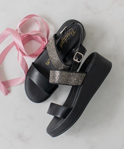 Bridget Birkin(ブリジットバーキン)の「【Bridget Birkin】キラキラバンドウェッジサンダル(562506)(サンダル・レディース・アイボリー/ブラック・38/37/36/39)」の8枚目の写真