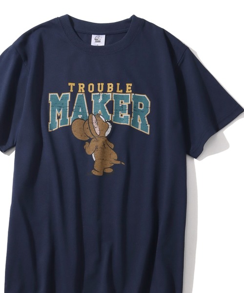 Tom&Jerry(トムアンドジェリー)の「【Tom & Jerry/トム & ジェリー】アートワークデザイン カレッジロゴ 半袖クルーネックTシャツ(Tシャツ/カットソー・レディース・イエロー/オートミール/ネイビー/スミクロ・L/M)」の1枚目の写真