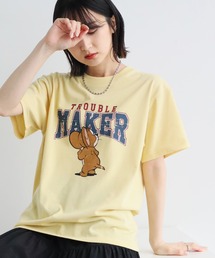 【Tom & Jerry/トム & ジェリー】アートワークデザイン カレッジロゴ 半袖クルーネックTシャツ