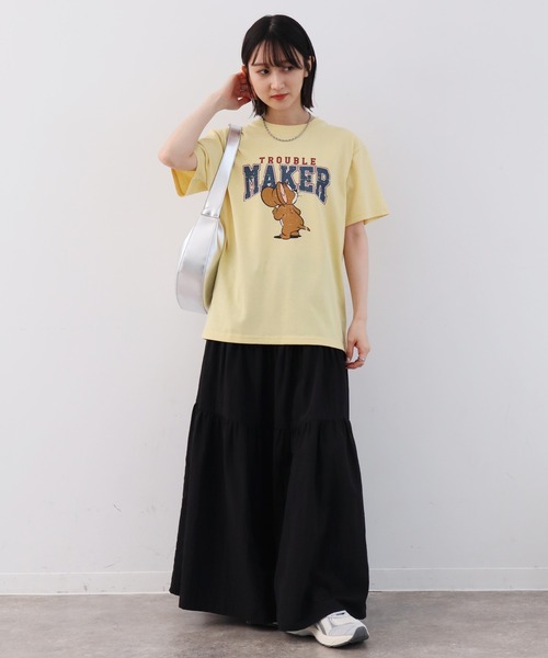 Tom&Jerry(トムアンドジェリー)の「【Tom & Jerry/トム & ジェリー】アートワークデザイン カレッジロゴ 半袖クルーネックTシャツ(Tシャツ/カットソー・レディース・イエロー/オートミール/ネイビー/スミクロ・L/M)」の14枚目の写真
