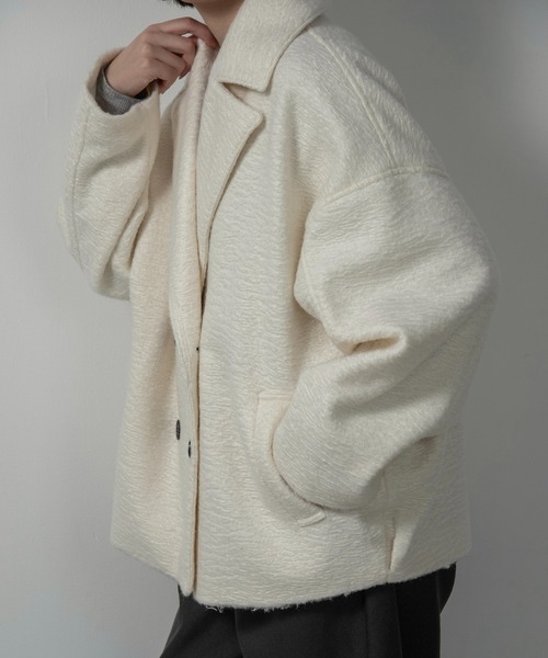 lawgy(ラウジー)の「point collar double button cocoon midi coat / ポイントカラーダブルコクーンミディコート(その他アウター・レディース・ピンク系/ライトグレー/ホワイト・FREE)」の6枚目の写真