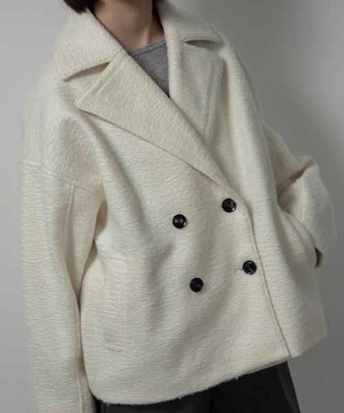 lawgy(ラウジー)の「point collar double button cocoon midi coat / ポイントカラーダブルコクーンミディコート(その他アウター・レディース・ピンク系/ライトグレー/ホワイト・FREE)」の5枚目の写真