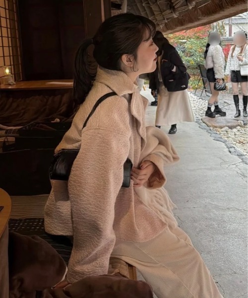 lawgy(ラウジー)の「point collar double button cocoon midi coat / ポイントカラーダブルコクーンミディコート(その他アウター・レディース・ピンク系/ライトグレー/ホワイト・FREE)」の21枚目の写真