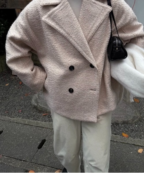lawgy(ラウジー)の「point collar double button cocoon midi coat / ポイントカラーダブルコクーンミディコート(その他アウター・レディース・ピンク系/ライトグレー/ホワイト・FREE)」の19枚目の写真