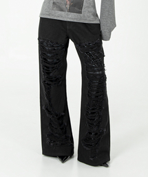 DARLING, YOU'RE BAD（ダーリンユーアーバッド）の「Damaged Python Wide Denim Pants #Black（デニムパンツ）」