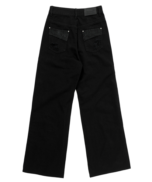 DARLING, YOU'RE BAD(ダーリンユーアーバッド)の「Damaged Python Wide Denim Pants #Black(デニムパンツ・レディース・その他・SMALL/MEDIUM)」の3枚目の写真