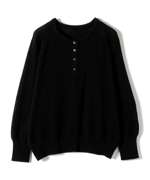 SHIPS Colors(シップス カラーズ)の「SHIPS Colors:〈手洗い可能〉ペーパー ライク ヘンリーネック 2WAY ニット◆(ニット/セーター・レディース・ライトブルー/ブラック/ベージュ・ONE SIZE)」の10枚目の写真