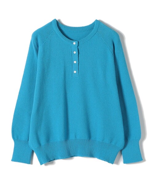 SHIPS Colors(シップス カラーズ)の「SHIPS Colors:〈手洗い可能〉ペーパー ライク ヘンリーネック 2WAY ニット◆(ニット/セーター・レディース・ライトブルー/ブラック/ベージュ・ONE SIZE)」の9枚目の写真