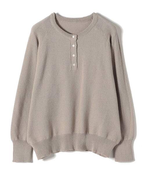 SHIPS Colors(シップス カラーズ)の「SHIPS Colors:〈手洗い可能〉ペーパー ライク ヘンリーネック 2WAY ニット◆(ニット/セーター・レディース・ライトブルー/ブラック/ベージュ・ONE SIZE)」の8枚目の写真