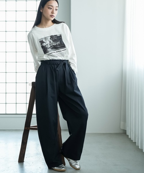 mili an deni(ミリアンデニ)の「ベルト付きイージーカーブパンツ(チノパンツ・レディース・ネイビー/ライトベージュ/カーキ/チャコールグレー・M)」の15枚目の写真