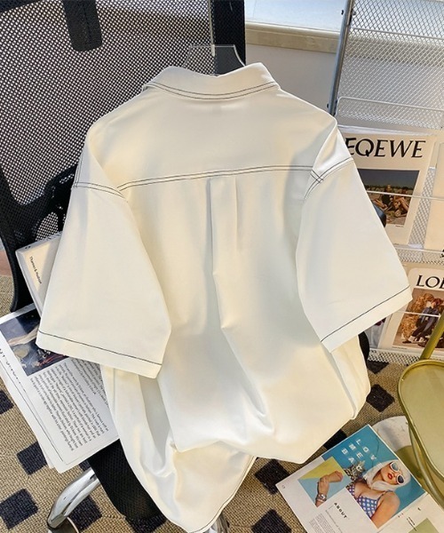 link lot（リンクロット）の「ダブルフラップステッチ半袖シャツ（シャツ/ブラウス・メンズ・ブラウン/ホワイト/ブラック・L/M）」の10枚目の写真