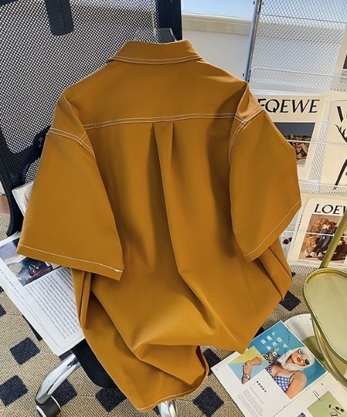 link lot（リンクロット）の「ダブルフラップステッチ半袖シャツ（シャツ/ブラウス・メンズ・ブラウン/ホワイト/ブラック・L/M）」の12枚目の写真