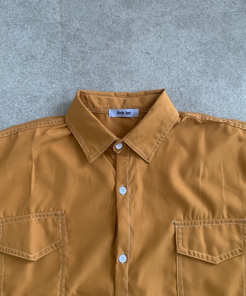 link lot（リンクロット）の「ダブルフラップステッチ半袖シャツ（シャツ/ブラウス・メンズ・ブラウン/ホワイト/ブラック・L/M）」の17枚目の写真