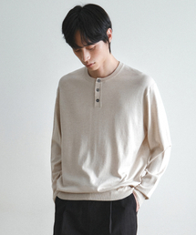 ウォッシャブルミニマルヘンリーネックニット_SOFT BEIGE(WC26KN21)