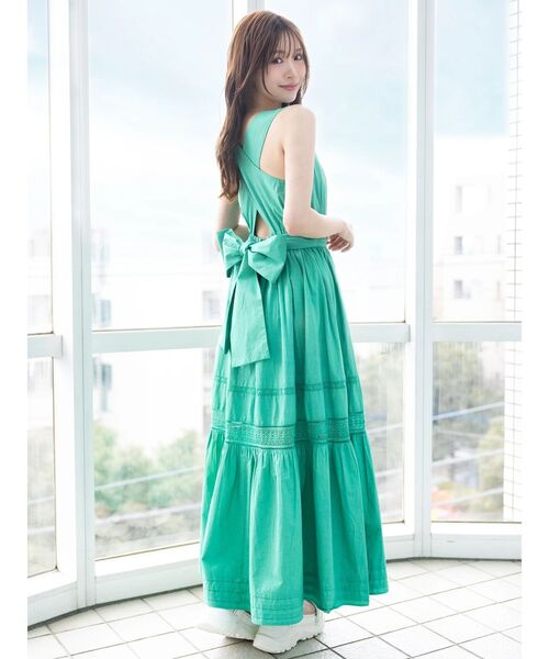 MERCURYDUO（マーキュリーデュオ）の「ポプリンバックシャンワンピース（ワンピース・レディース・オフホワイト/ネイビー/グリーン・MEDIUM/SMALL）」の5枚目の写真