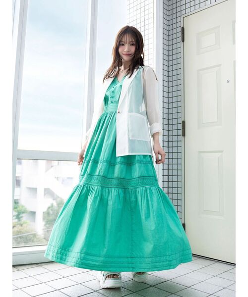 MERCURYDUO（マーキュリーデュオ）の「ポプリンバックシャンワンピース（ワンピース・レディース・オフホワイト/ネイビー/グリーン・MEDIUM/SMALL）」の8枚目の写真