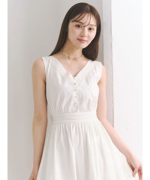 MERCURYDUO（マーキュリーデュオ）の「ポプリンバックシャンワンピース（ワンピース・レディース・オフホワイト/ネイビー/グリーン・MEDIUM/SMALL）」の14枚目の写真