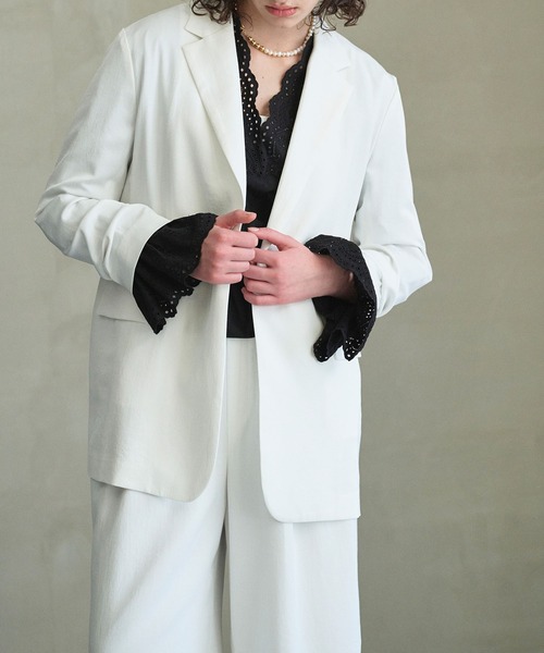 N.O.R.C（ノーク）の「【トリアセリネン】テーラードジャケット（テーラードジャケット・レディース・ホワイト/ベージュ/ネイビー・S/M）」の2枚目の写真