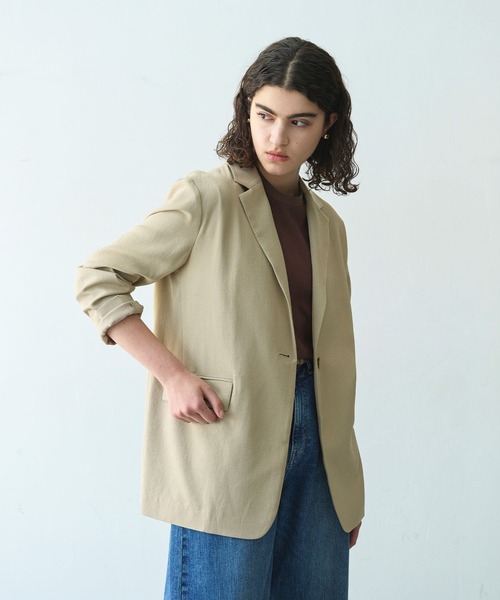 N.O.R.C（ノーク）の「【トリアセリネン】テーラードジャケット（テーラードジャケット・レディース・ホワイト/ベージュ/ネイビー・S/M）」の7枚目の写真