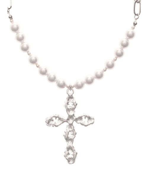 jouetie（ジュエティ）の「クロスモチーフパールネックレス（ネックレス・レディース・シルバー・FREE）」の3枚目の写真