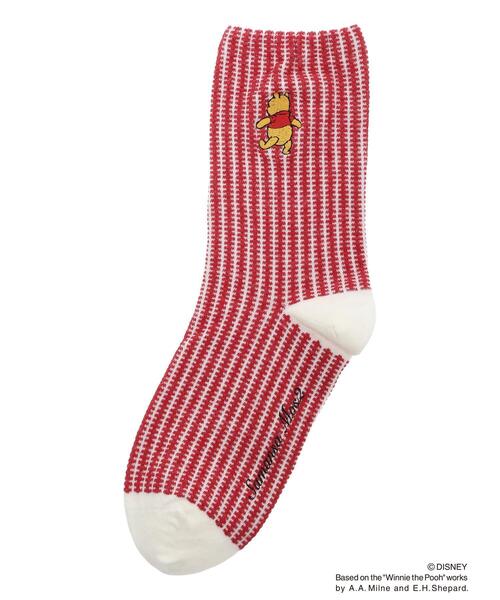 Samansa Mos2（サマンサ モスモス）の「【Disney】くまのプーさん/ﾜﾝﾎﾟｲﾝﾄ刺繍ｿｯｸｽ（ソックス/靴下・レディース・ブラック/レッド/キナリ・F）」の9枚目の写真