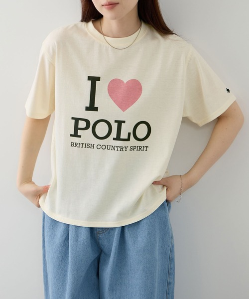 Mac-House(マックハウス)の「POLO BCS ILOVEPOLO フロントプリント クロップドTシャツ(Tシャツ/カットソー・レディース・スミクロ/ホワイト・L/M)」の3枚目の写真