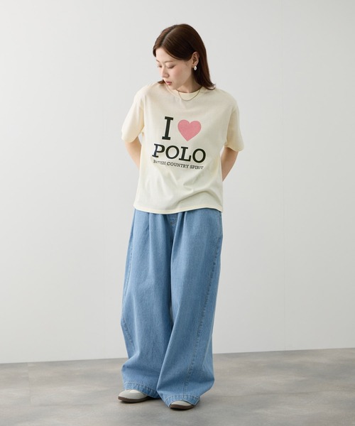 Mac-House(マックハウス)の「POLO BCS ILOVEPOLO フロントプリント クロップドTシャツ(Tシャツ/カットソー・レディース・スミクロ/ホワイト・L/M)」の4枚目の写真