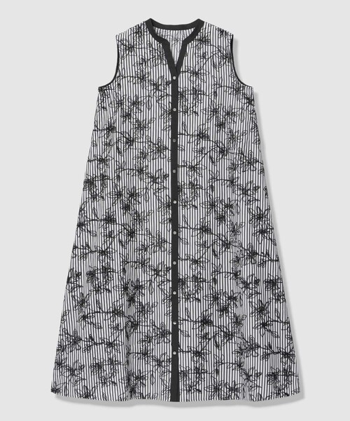 ANAYI（アナイ）の「フラワー刺繍ストライプＡライン ワンピース（ワンピース・レディース・ブラック・38/36/34）」の3枚目の写真