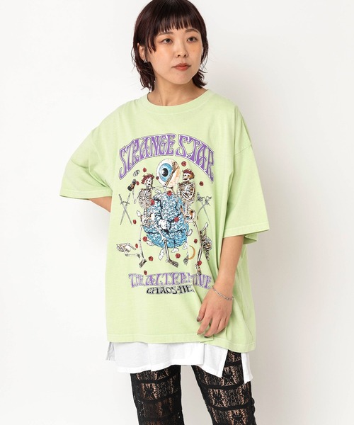 RNA（アールエヌエー）の「M2685 STRANGE STAR BIG T（Tシャツ/カットソー・レディース・パープル/スミクロ/ライム・MEDIUM）」の9枚目の写真