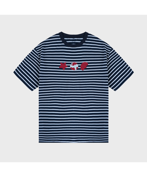 GRAVER（グレーバー）の「[ユニセックス]TRIOストライプ半袖Tシャツ_3カラー（Tシャツ/カットソー・レディース・スカイブルー/ネイビー/ピンク・MEDIUM/LARGE）」の3枚目の写真