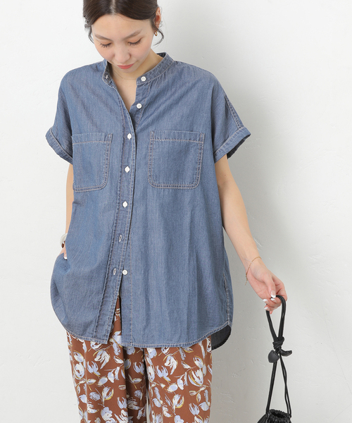 JOURNAL STANDARD relume(ジャーナルスタンダード レリューム)の「ライトデニムバンドカラーフレンチ(シャツ/ブラウス・レディース・ブルー/サックスブルー・FREE)」の9枚目の写真