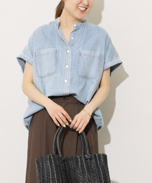 JOURNAL STANDARD relume(ジャーナルスタンダード レリューム)の「ライトデニムバンドカラーフレンチ(シャツ/ブラウス・レディース・ブルー/サックスブルー・FREE)」の15枚目の写真