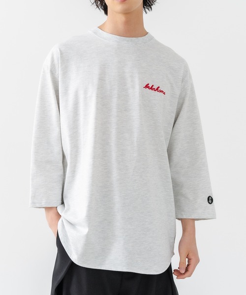 brknhome(ブロークンホーム)の「【BRKNHOME/ブロークンホーム】×【ZERO STAIN/ゼロステイン】コラボ 7分袖 裾ラウンド クルーネック ベースボール Tシャツ(Tシャツ/カットソー・メンズ・オフホワイト/スミクロ/ホワイト・LARGE/MEDIUM)」の2枚目の写真