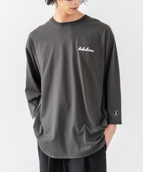 brknhome(ブロークンホーム)の「【BRKNHOME/ブロークンホーム】×【ZERO STAIN/ゼロステイン】コラボ 7分袖 裾ラウンド クルーネック ベースボール Tシャツ(Tシャツ/カットソー・メンズ・オフホワイト/スミクロ/ホワイト・LARGE/MEDIUM)」の3枚目の写真