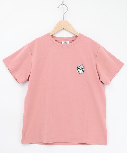 ScoLar(スカラー)の「161652:スカラーちゃんポーチ付き3柄展開キャラ刺繍Tシャツ(Tシャツ/カットソー・レディース・パープル/ピンク/ブラック/チャコールグレー/オフホワイト・M)」の5枚目の写真